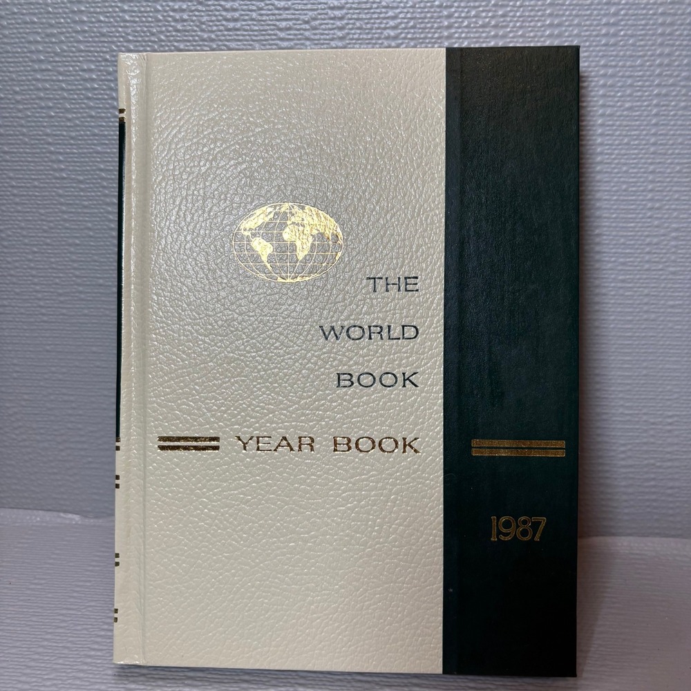 1987 The World Book Year Book Vintage Hardcover Encyclopedia Supplement Cream